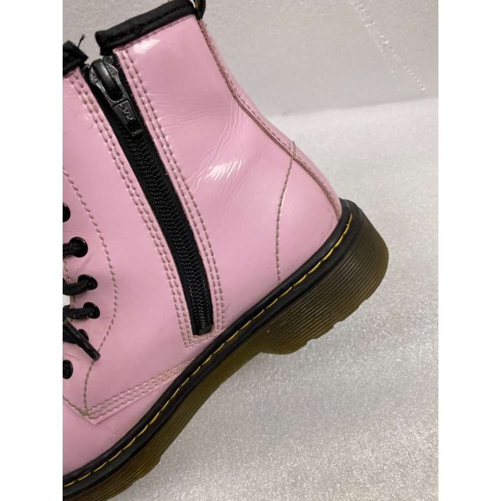 Dr. Martens Pink patent Leather Ankle Boots 1460J Youth size 2 Zip Lace Barbie - Picture 12 of 15